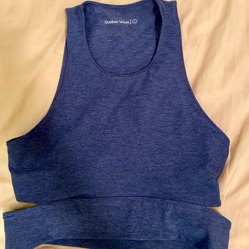 Outdoor Voices Slashback crop top in Navy